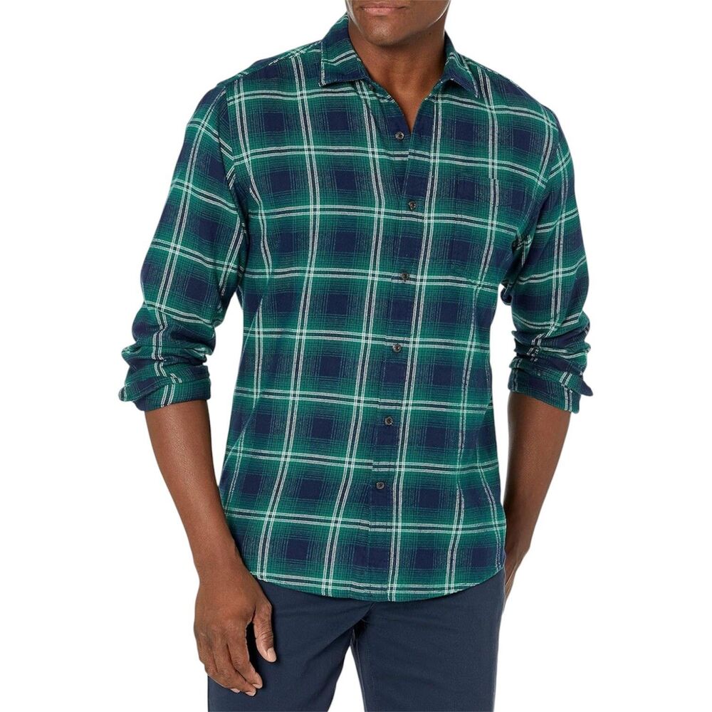 Amazon Essentials Men's Long-Sleeve Flannel Shirt Oliver Size M